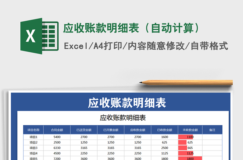 2021年应收账款明细表（自动计算）