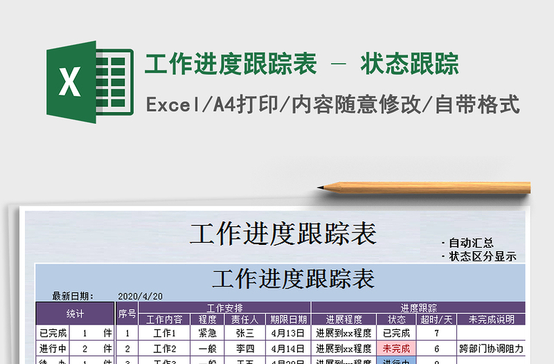 2021年工作進(jìn)度跟蹤表 - 狀態(tài)跟蹤