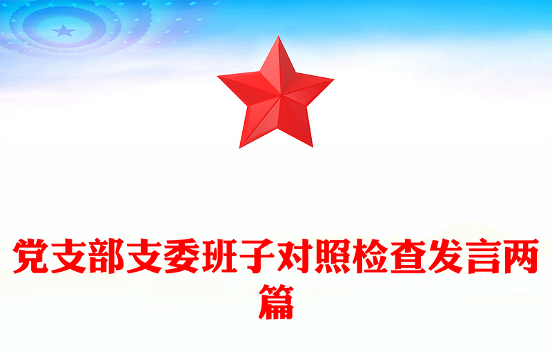 黨支部支委班子對照檢查發(fā)言兩篇