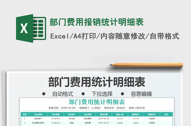 2021部門費(fèi)用報(bào)銷統(tǒng)計(jì)明細(xì)表免費(fèi)下載