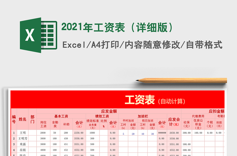2021年工資表（詳細(xì)版）