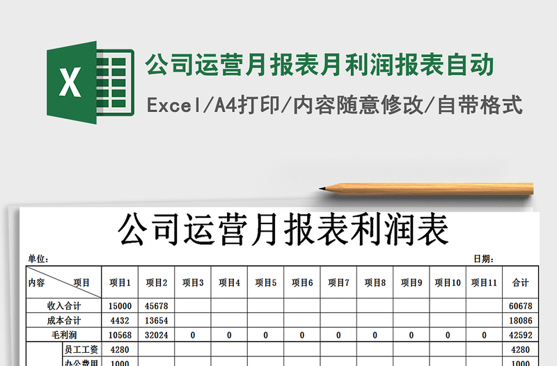 2021年公司运营月报表月利润报表自动