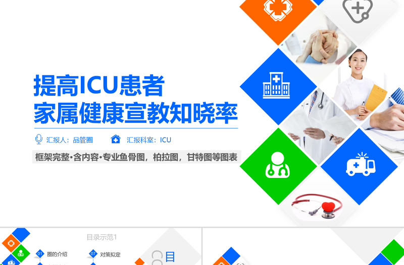 原創(chuàng)提高ICU患者教育知曉率品管圈PPT模板-版權可商用
