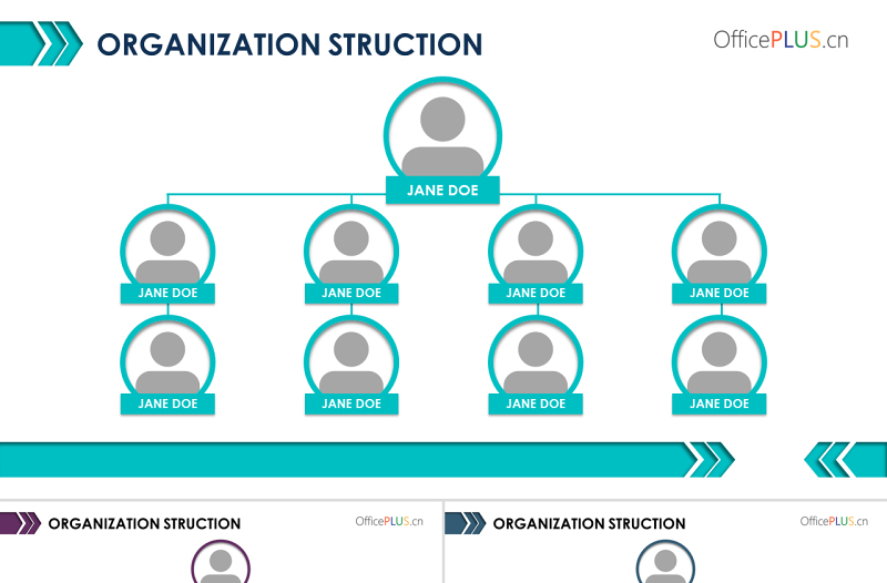 组织架构图-商业图表-商务实用清新蓝绿