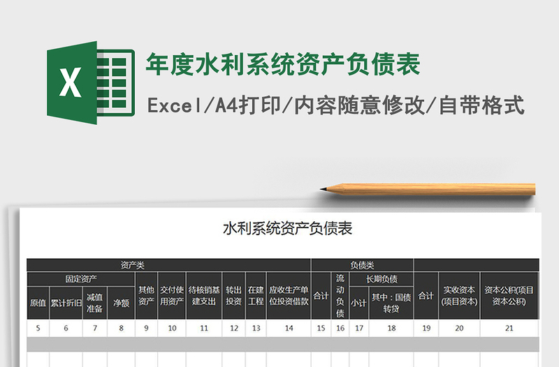 2022年年度水利系统资产负债表免费下载