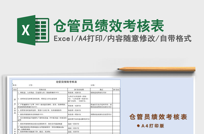 2021年倉管員績效考核表