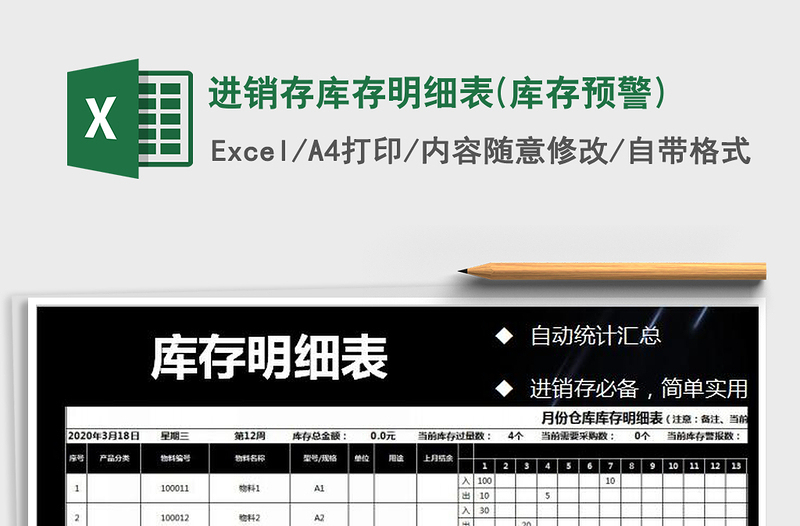 2021年進(jìn)銷存庫(kù)存明細(xì)表(庫(kù)存預(yù)警)