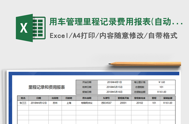 2021年用車管理里程記錄費用報表(自動計算、)免費下載