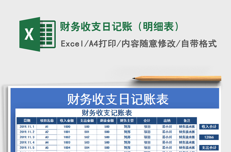 2021年财务收支日记账（明细表）