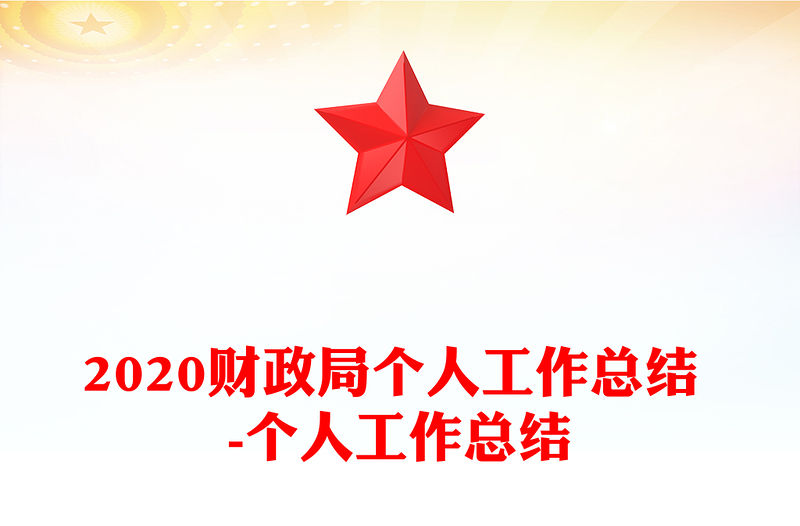 2020財政局個人工作總結 -個人工作總結