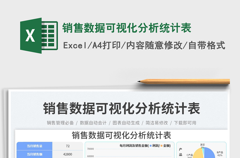 销售数据可视化分析统计表免费下载