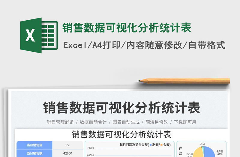 銷售數據可視化分析統計表免費下載
