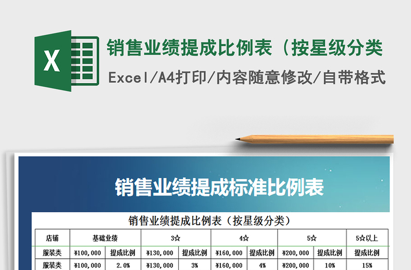 2021年销售业绩提成比例表（按星级分类