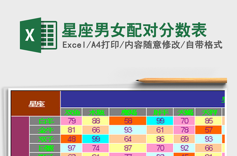 星座男女配對(duì)分?jǐn)?shù)表免費(fèi)下載