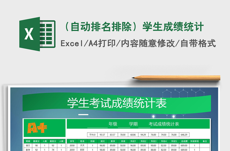 2021年(自動排名排除)學(xué)生成績統(tǒng)計