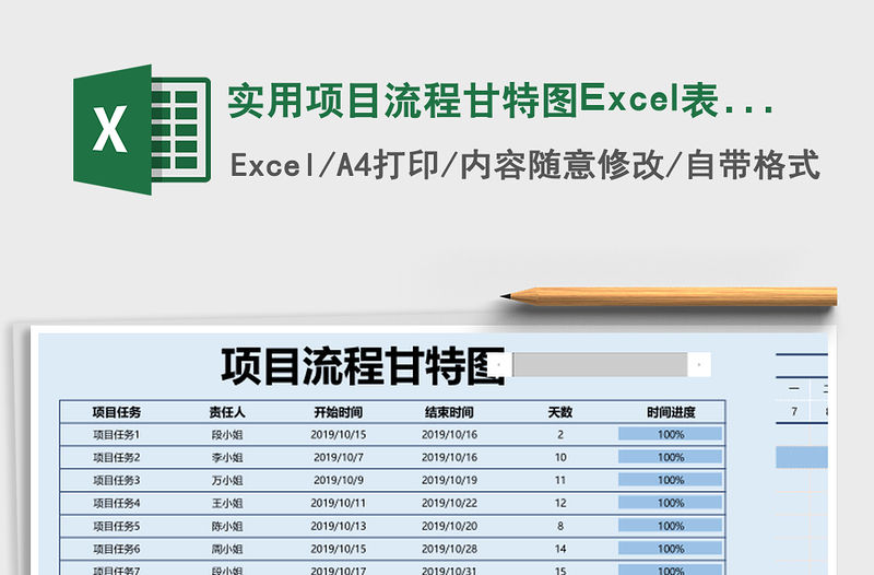 實用項目流程甘特圖Excel表格