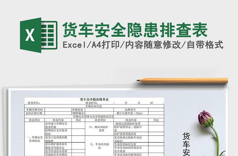 2021年貨車安全隱患排查表免費下載