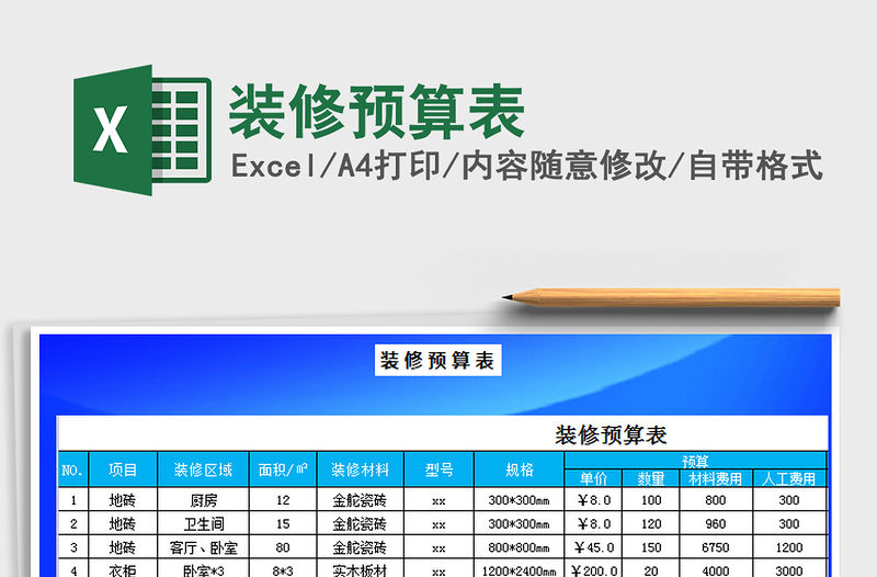 2021年裝修預算表