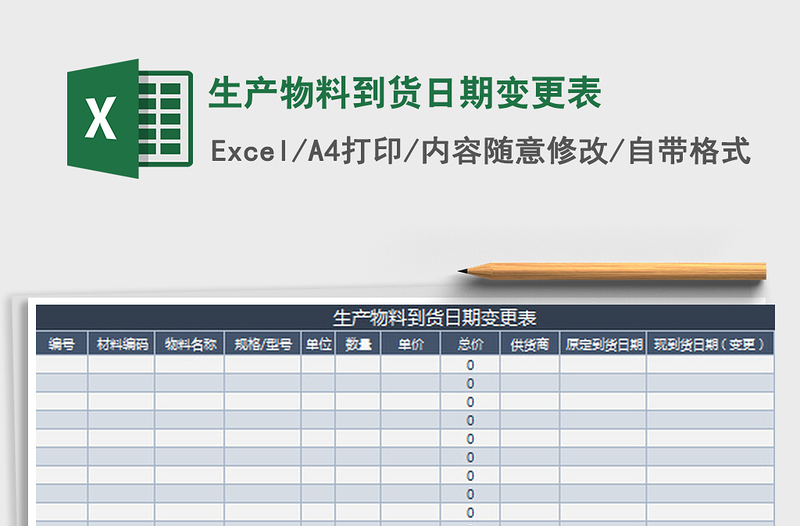 2022生產(chǎn)物料到貨日期變更表免費(fèi)下載