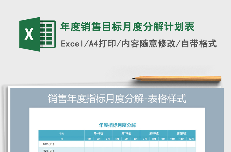 2021年年度銷(xiāo)售目標(biāo)月度分解計(jì)劃表