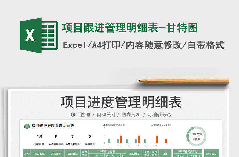 2023項(xiàng)目跟進(jìn)管理明細(xì)表-甘特圖免費(fèi)下載