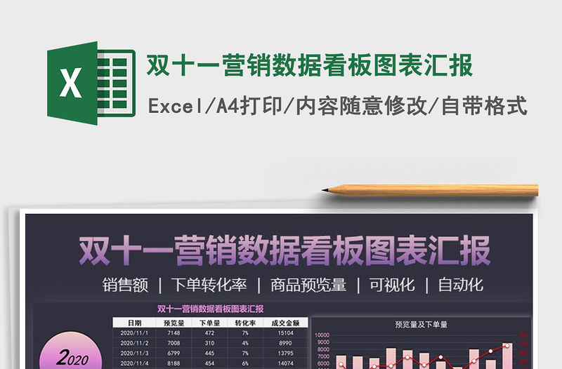 2021年雙十一營銷數據看板圖表匯報免費下載