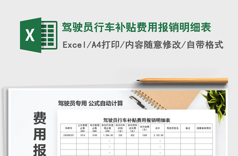 2022年駕駛員行車(chē)補(bǔ)貼費(fèi)用報(bào)銷(xiāo)明細(xì)表免費(fèi)下載