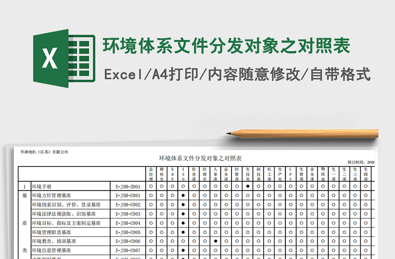 2022環(huán)境體系文件分發(fā)對象之對照表免費下載