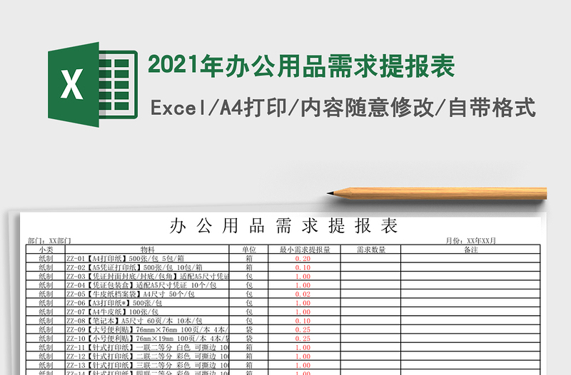 2021年辦公用品需求提報(bào)表