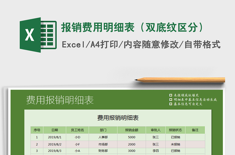 2021年報銷費用明細表(雙底紋區(qū)分)