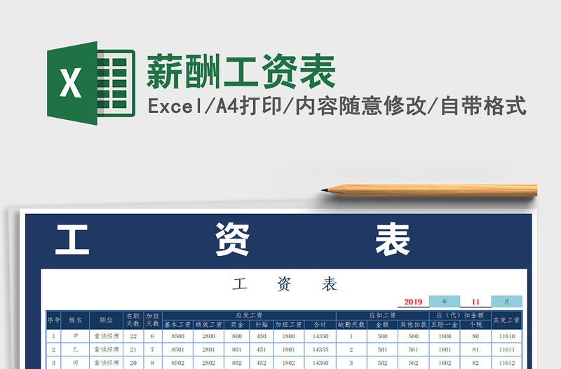 2021年薪酬工資表