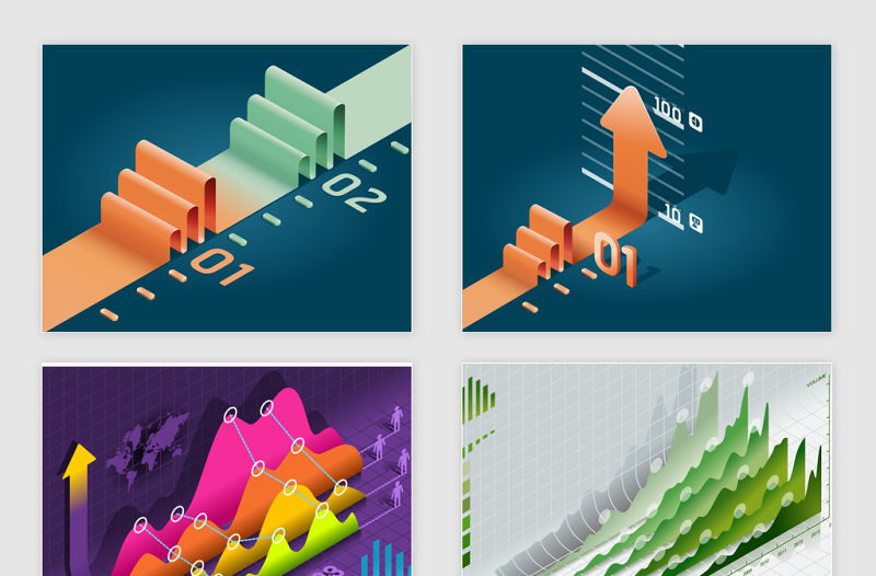 8款矢量立體數據統計ppt圖表