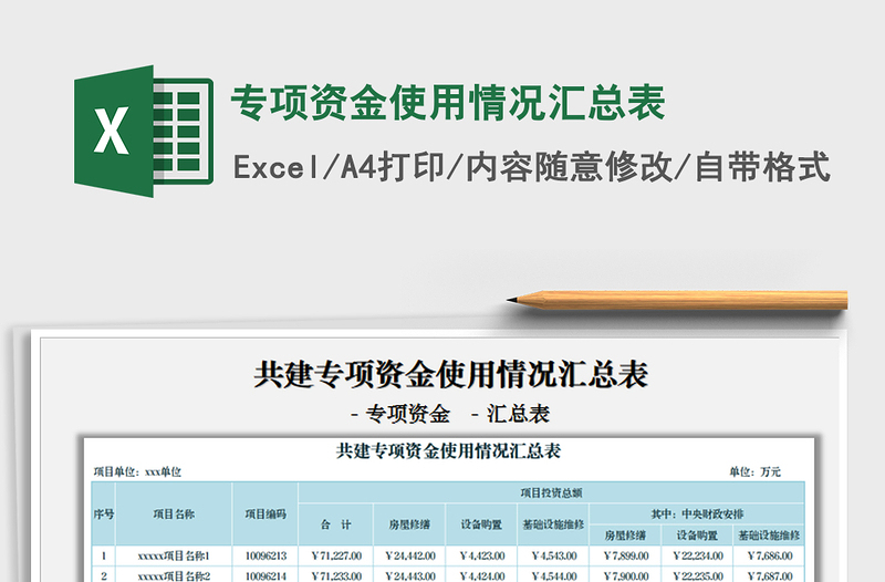 2021专项资金使用情况汇总表免费下载