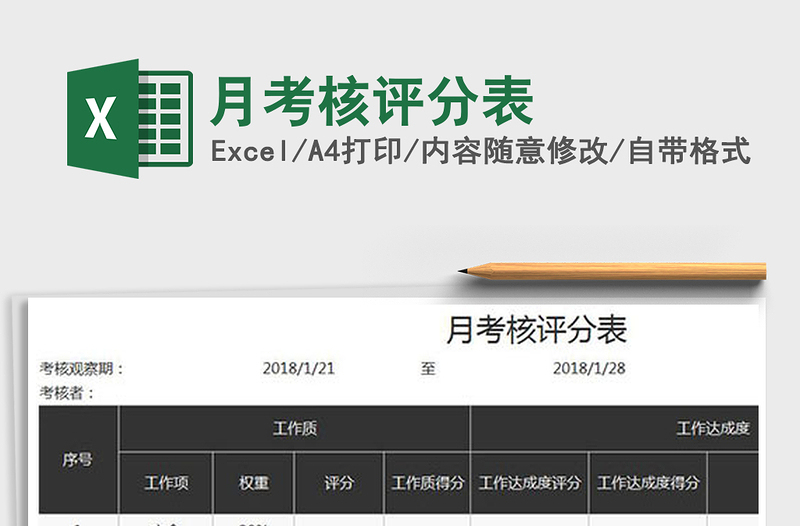2021年月考核评分表免费下载