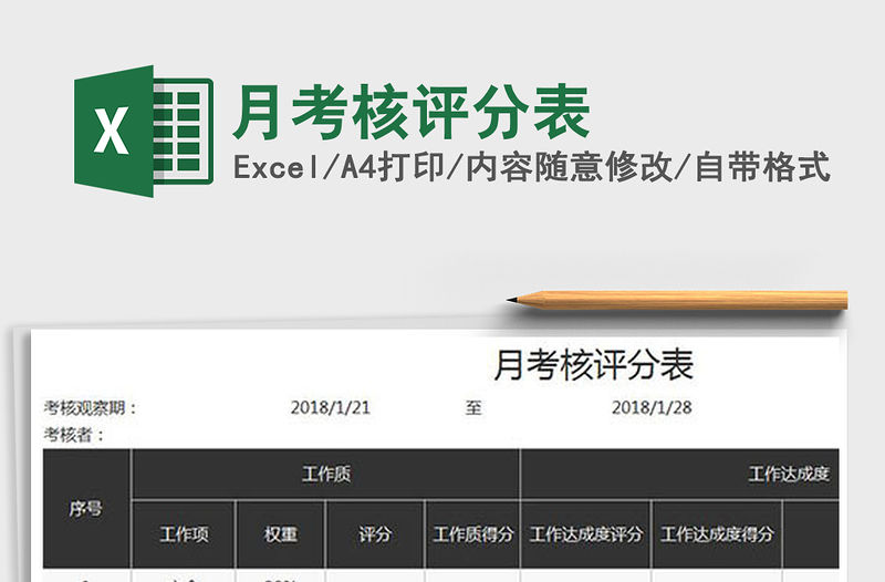 2021年月考核評分表免費下載