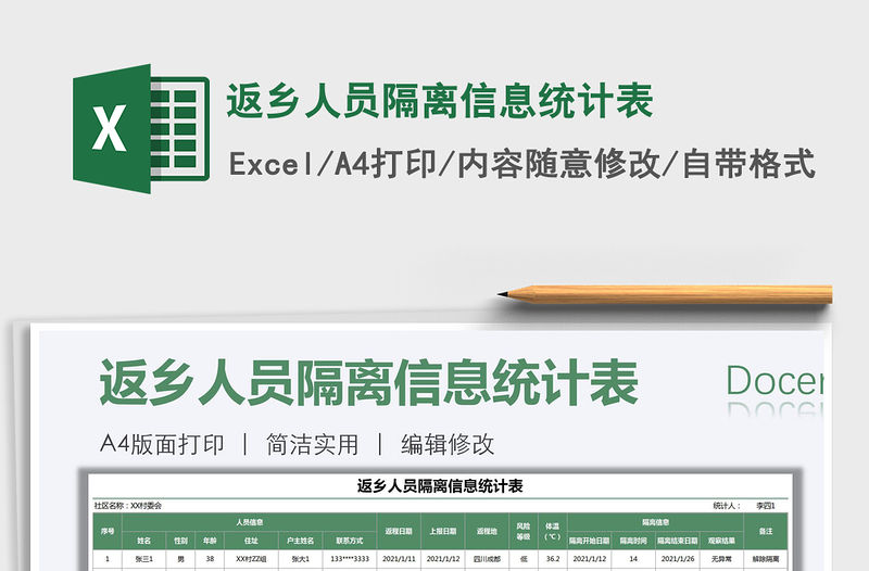 2021年返鄉(xiāng)人員隔離信息統(tǒng)計表