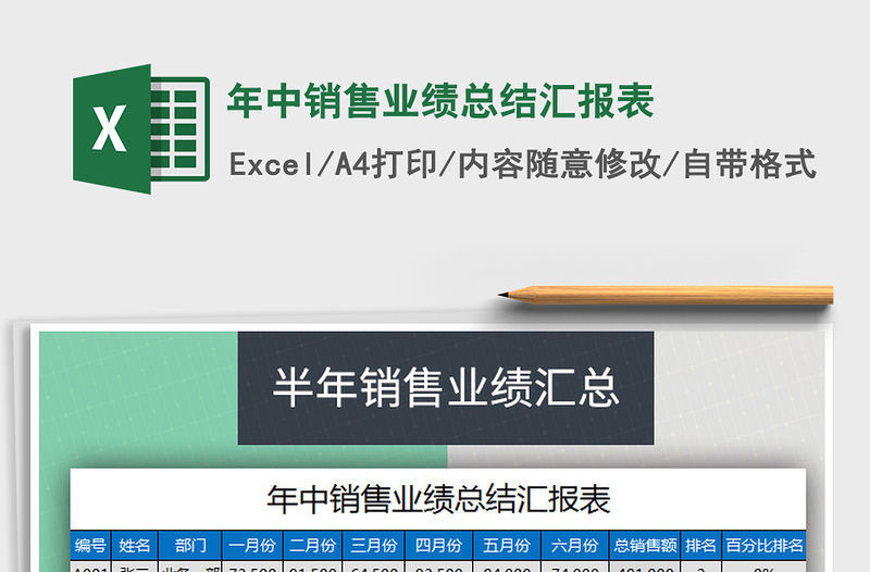 2021年年中銷售業績總結匯報表免費下載