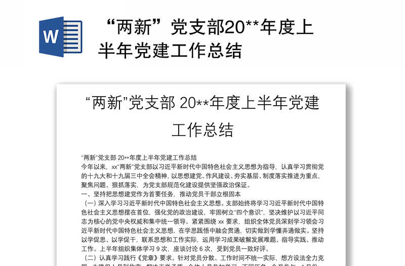 “两新”党支部20**年度上半年党建工作总结