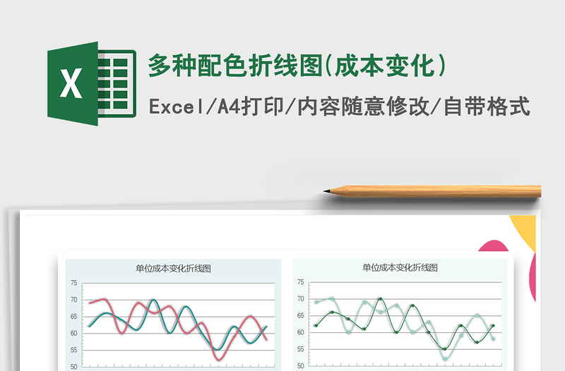 2021年多種配色折線圖(成本變化)