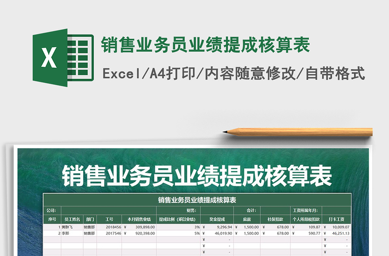 2021年销售业务员业绩提成核算表