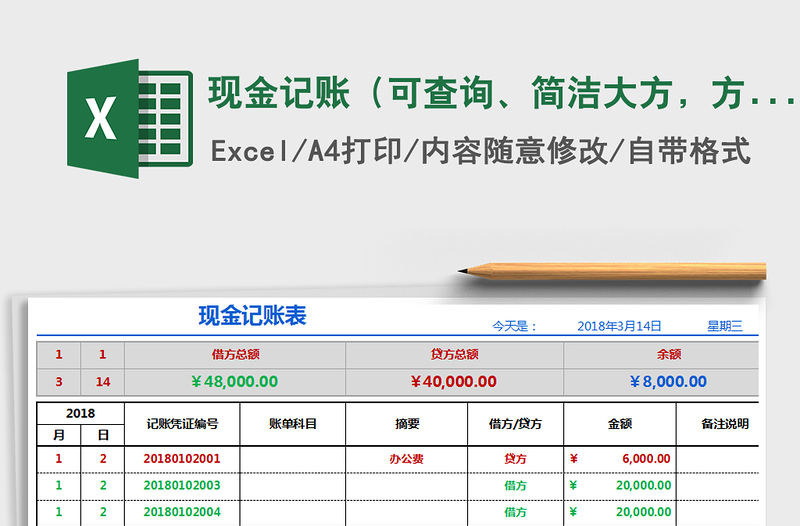 2021年現金記賬（可查詢、簡潔大方，方便，自動計算，特色）