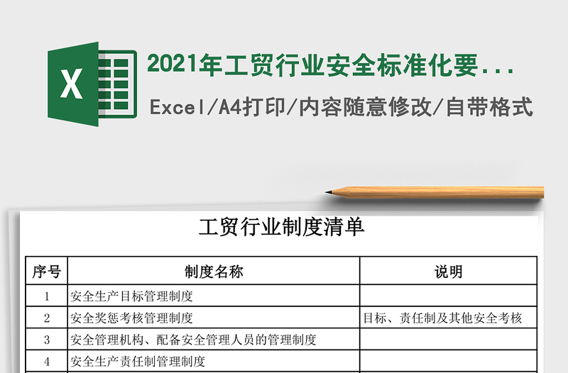 2021年工貿(mào)行業(yè)安全標(biāo)準(zhǔn)化要素資料清單