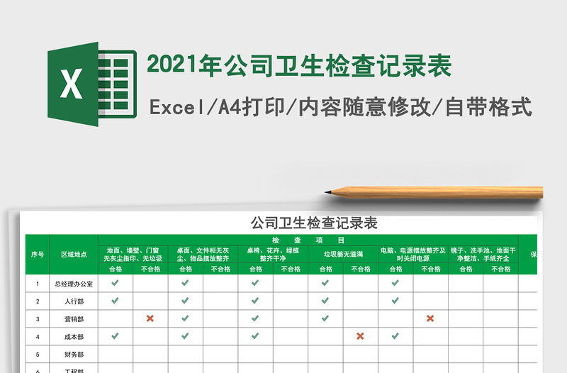 2021年公司衛(wèi)生檢查記錄表