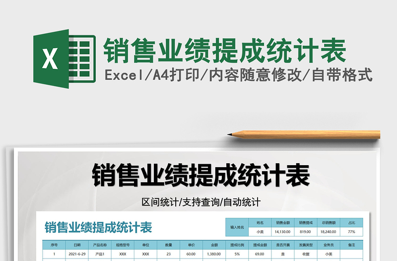 2022销售业绩提成统计表免费下载