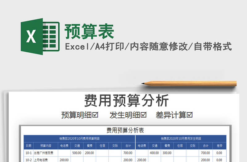 2021年預(yù)算表
