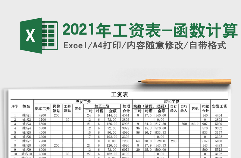 2021年工資表-函數(shù)計(jì)算