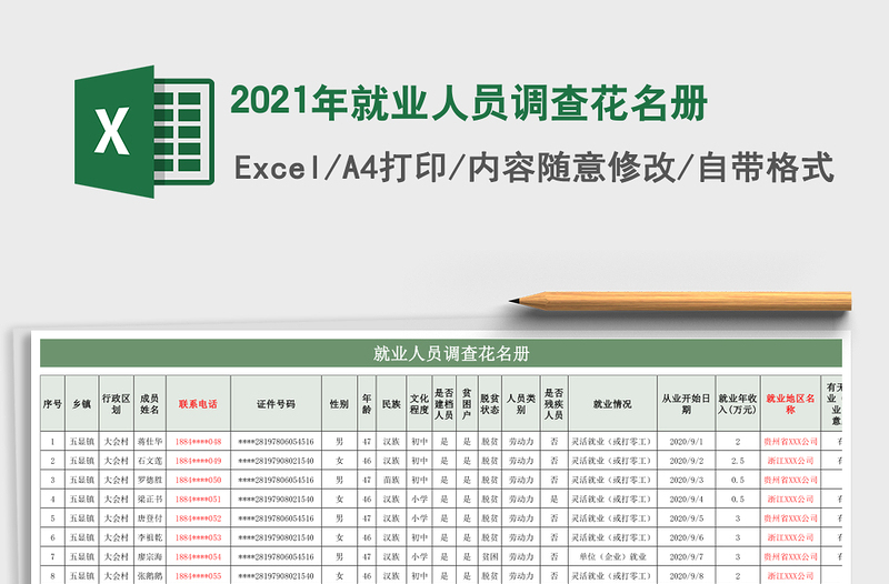 2021年就業(yè)人員調(diào)查花名冊(cè)