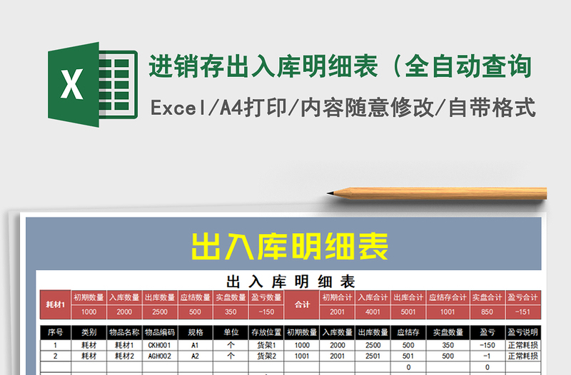 2021年進銷存出入庫明細表(全自動查詢