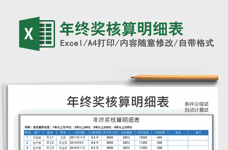 2021年年终奖核算明细表