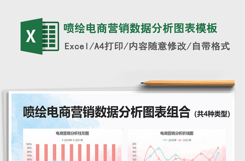 2021年喷绘电商营销数据分析图表模板